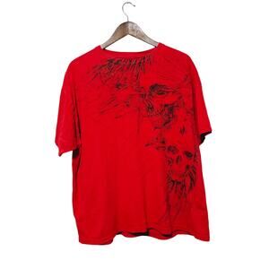MMA Elite Crew Neck T-Shirt  Double Skulls Mens XL Red Cotton Y2K Gothic Grunge